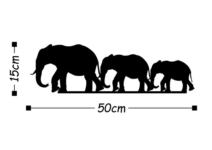 Wallity Elephants Escultura de pared negra
